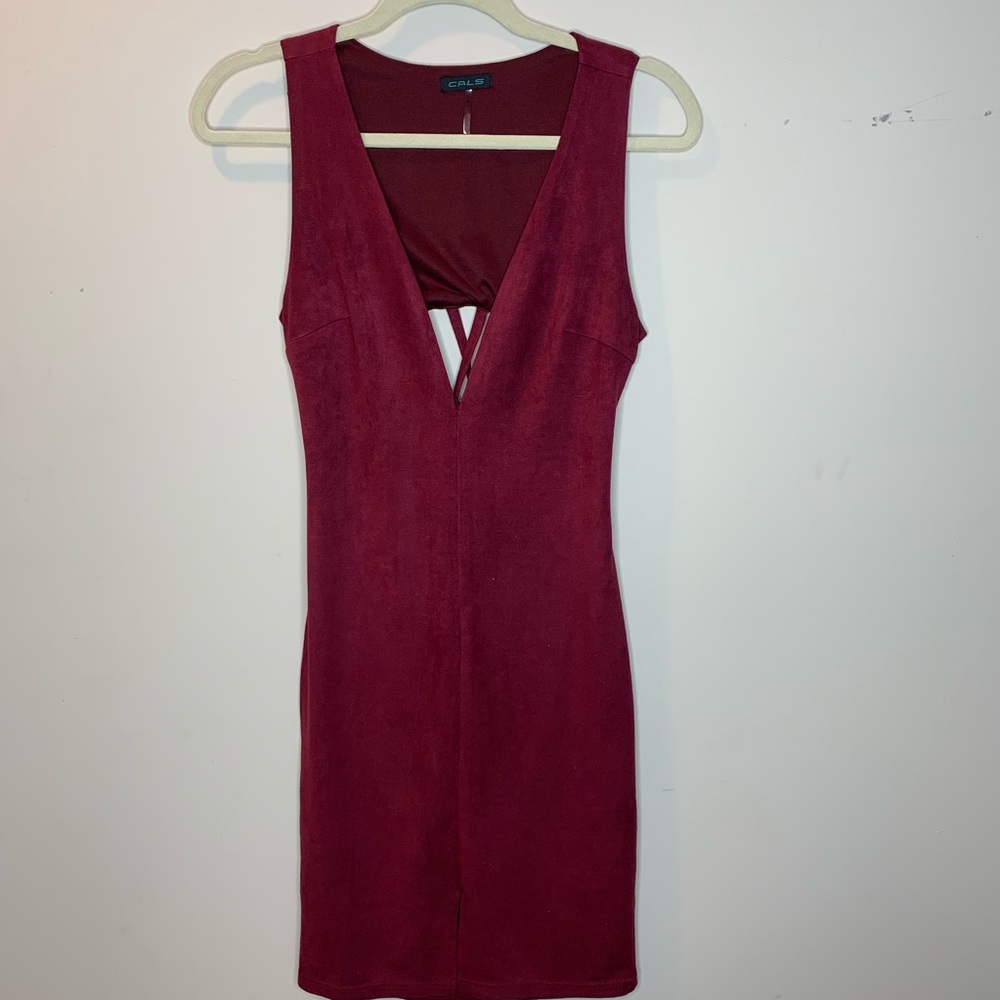 Suede wine color dress